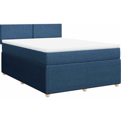 Maison Exclusive - Sommier à lattes de lit avec matelas Bleu 160x200 cm Tissu (1/5)