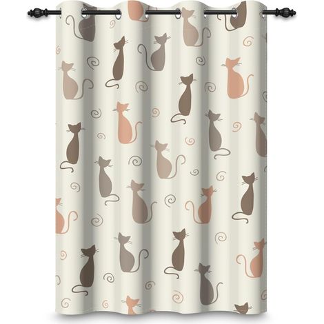 135x245cm Rideau occultant à Motifs de Chats animé Chaton coloré Silhouette arrière Cloisons isolantes Rideaux à œillets pour fenêtre Chambre d'enfant garçon ou Fille Salon,1 Panneau Simple (1/5)