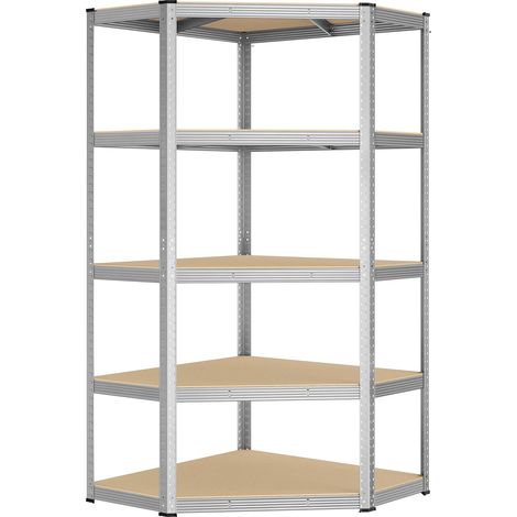 Songmics – Rayonnage d’angle 5 niveaux en acier galvanisé – Charge max 875 kg – Dimensions 90x90x180 cm – Étagères réglables pour garage et entrepôt (1/5)