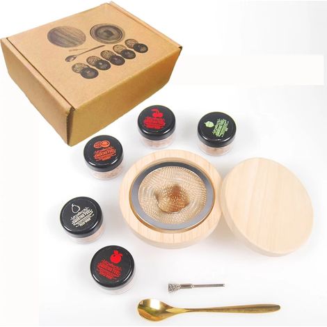 (B) Kit fumoir à cocktails, ensemble de fumage avec 4 copeaux de bois, kit de fumage à whisky Old Fashioned, accessoires de cocktail adaptés au whisky et aux boissons (1/5)