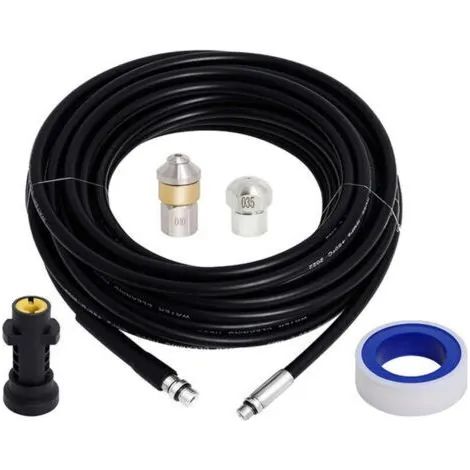 Kit de nettoyage de tuyau d'évacuation pour nettoyeur haute pression Kärcher avec adaptateur, déboucheur de tuyau flexible et buse rotative, 15 m (1/3)