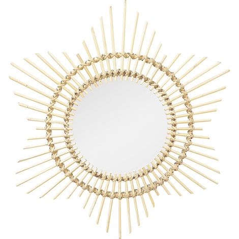 Specchio da parete Aina in rattan naturale con design a sole (1/2)