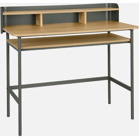 Scrivania in metallo e legno con 3 vani