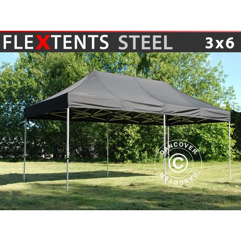 Pop up gazebo FleXtents Steel 3x6 m Black