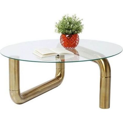 Orion91 low table round glass and metal gold 90 cm diameter - spazioluzio (1/5)