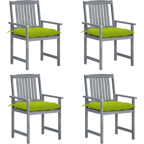 Lot de 4 Chaises de jardin avec coussins - Chaises d'extérieur pour terrasse/jardin Gris Bois d'acacia massif BV200503 - BonneVie (1/5)