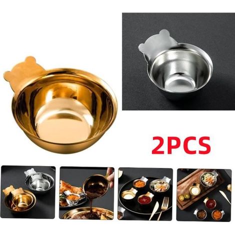2 pièces, bol à tapas inox rond, 5x3 cm, pour sauces et condiments, idéal apéritif et restauration (1/4)