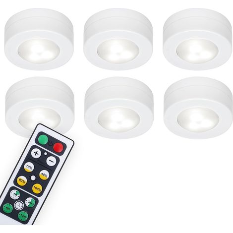 Éclairage, éclairage d'armoire à LED avec télécommande, à intensité variable, éclairage sous l'armoire, alimenté par batterie, veilleuse pour chambre à coucher, incl. fonction minuterie et pastilles a (1/5)