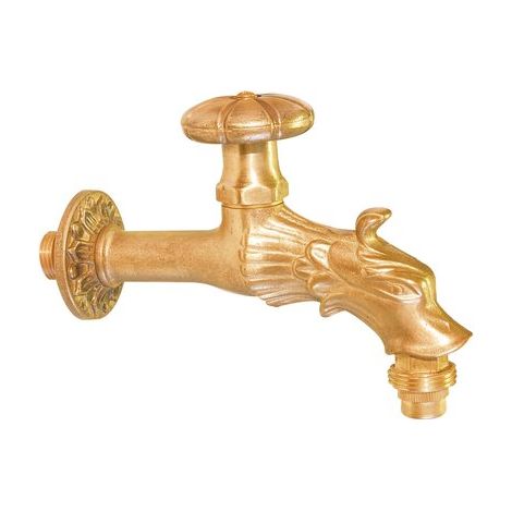 Ecolands – Robinet antique pour fontaine – Laiton poli résistant à l'humidité – Sortie M 3/4' pour raccordement tuyau – Installation murale facile