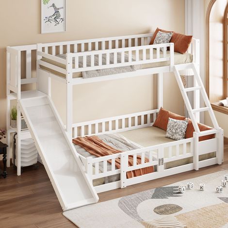 Letto a castello 140x200 con scivolo e ripiani OKMYHOME (1/5)