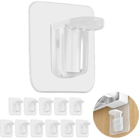 Filiyano-Lot de 20 attaches adhésives transparentes en plastique pour armoire, étagère, ZQKLA (1/5)