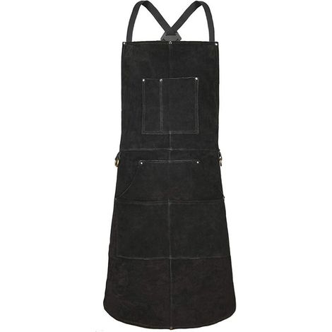 Tablier de Cuisine Femme homme Étanche, Tablier Barbecue avec 10 Poches Professionnelle, Design croisé dans le dos Réglable M-XXXL Tablier pour Chef, Jardin, Café (Noir) (1/4)