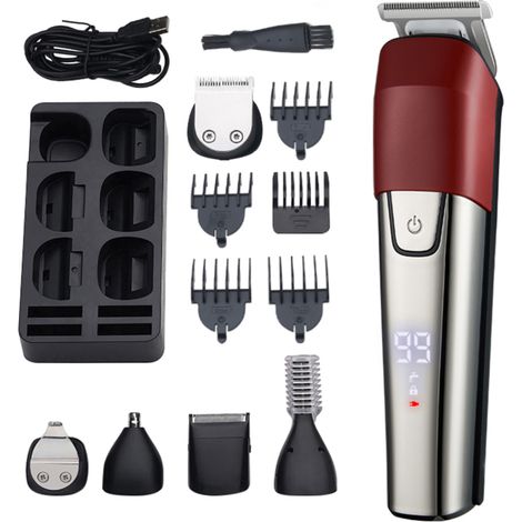 6-in-1 wasserdichter Multifunktions-Haarschneider mit LCD-Bildschirm, professionelles Schneideset