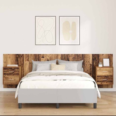 vidaXL Tête de lit avec armoire 3 pcs Bois Ancien Bois d'ingénierie