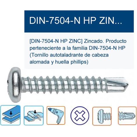 Tornillo autotaladrante 7504-N HP alomada PH2 4,2x25 ABR 4225