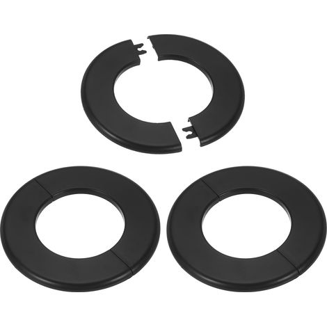 Cache Mitigeur Douche, 3pcs Écussons en ABS Garniture Robinet Douche Muraux pour 78mm, Décoration Rosace Robinet Coffrage Caches Tuyaux d'Eau Chauffage Plomberie Mural, Noir (1/5)