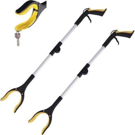 Lot de 2 Outils de Ramassage, 360° Tête Rotative Pince Ramasse Objet en Aluminium, Pince de Préhension Extension Pliable, Pince Telescopique avec Embouts Magnétiques, Ramasseur de Déchets (1/5)