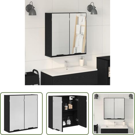 Armoire miroir bois d'ingénierie - Armoire Miroir Chêne noir 64 x 20 x 67 cm Bois d'ingénierie (1/5)