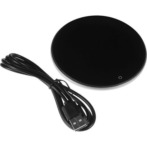 Sous-verre chauffant de bureau pour tasse à café, avec chargeur USB.-10.00X10.00X0.80CM-Silver (1/4)