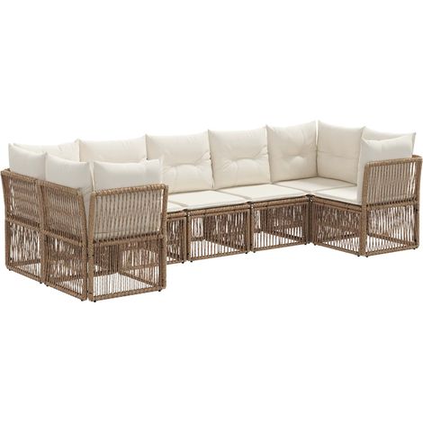 Ensemble de canapé de jardin 7 pc 7-Nombre de places Beige vidaXL (1/5)