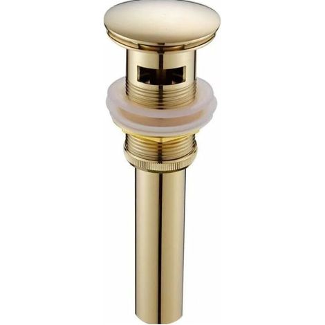 Bonde de lavabo moderne et rétro, bonde clic-clac avec trop-plein, bonde universelle en laiton doré, siphon de lavabo avec orifice de trop-plein, finition polie - avec trop-plein (1/4)