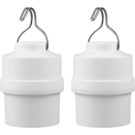 Lot de 2 douilles E27 - Base filetée en PVC - Support de lampe avec crochet pour ampoules - Douille E27 pour ampoules LED / incandescentes - Utilisation en intérieur/extérieur (1/5)