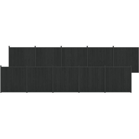 Panel de valla 10 pcs WPC y Aluminio Negro