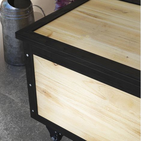 Coffre de rangement extérieur en bois de sapin 121 L avec roulettes pour balcon et terrasse (1/5)