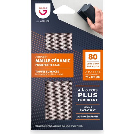 Recharge Abrasif Super Resistant - Lot de 3 Maille Ceramic - 70 125 MM Grain gros (80) ADRMSG, Neutre (1/5)