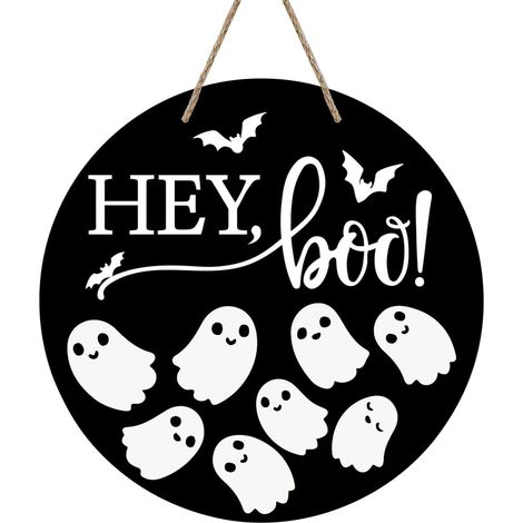 Panneau D Accueil Halloween - Panneau En Bois Pour Porte D Entree - Decoration Murale Extérieure - Format 30 X 30 Cm - 1 Piece (1/5)