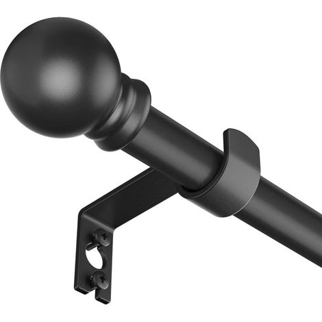 Tringle à rideau - 6 cm de diamètre, embout rond - Noir - 1 paquet - Rail de rideau réglable - 28 à 48 pouces (1/5)