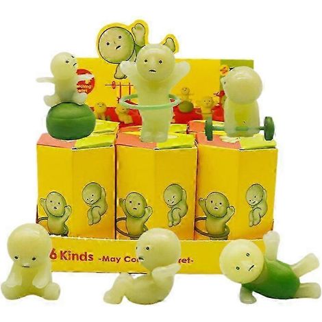 Lot de 6 figurines Smiski Blind Box de la série Sunday Yoga Fitness, décoration lumineuse pour chambre ou salle de bain (1/4)