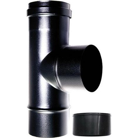Conector de caldera en T 90 fm-m DN 100 mm esmaltado 600 grados estufa de pellets tubo negro CE Hecho en Italia