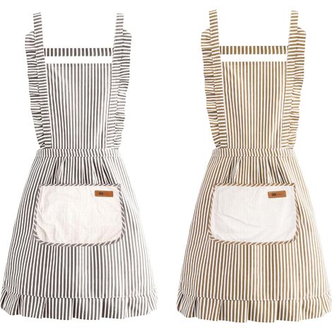 Lot de 2 Tabliers À Fleurs, Tabliers À Imprimé Floral, Résistant à l'huile, Anti-taches, Tablier de Cuisine Femme Vintage, Tablier Femme d'Automne pour Cuisine, Pâtisserie, Jardinage, Barbecue (1/5)