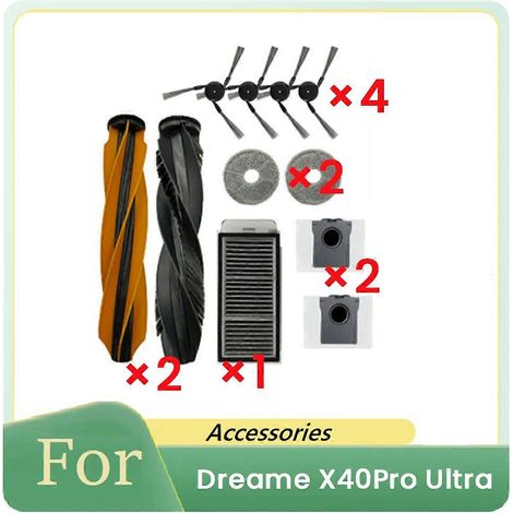 Un ensemble d'accessoires de 11 pièces pour l'aspirateur X40 Pro Ultra, comprenant l'unité principale, la brosse latérale, le filtre et le nettoyeur de vadrouille. (1/5)
