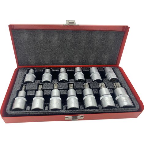 SET CHIAVI A BUSSOLA TORX MASCHIO FEMMINA 13PZ M6-M16 8-16 IMPRONTA BOX METALLO (1/2)
