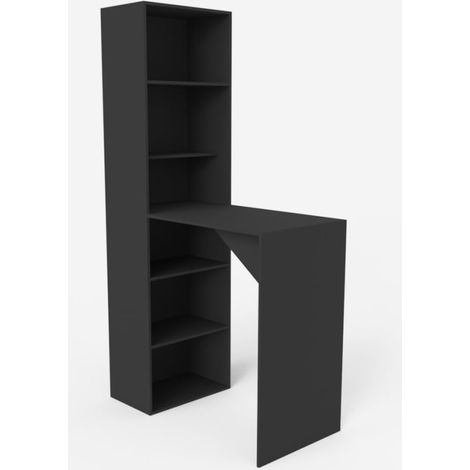 Mueble bar moderno mesa alta para taburete con estantes h109 Tanul - Negro
