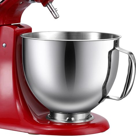 Rührschüssel aus Edelstahl – 1 Stück – Edelstahl 304 – Kompatibel mit KitchenAid 4,5 l und 5 l – Ideal zum Backen – Silber (1/5)