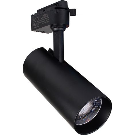 Faretto LED a Binario Monofase 30W COB Nero o Bianco CCT Luce Calda, Fredda, Naturale Fascio 24° Illuminazione Professionale per Negozi e Showroom - Color: Nero