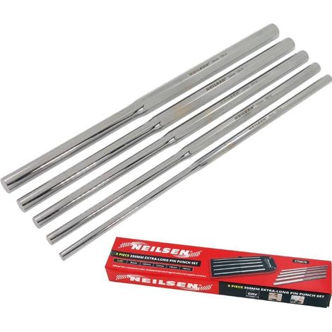 Neilsen 6pc Extra Long Pin Punch Set Mechanical Holes Drill Punches 8mm - 16mm