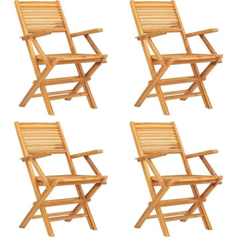 Sedie da Giardino Pieghevoli 4 pz Sedute da esterno 55x62x90cm Legno Massello Teak (1/4)
