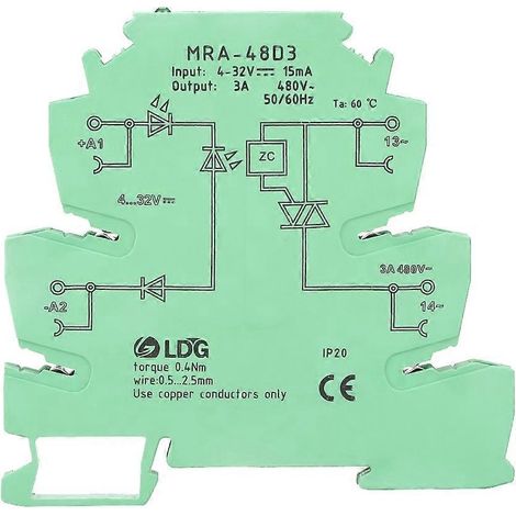 MRa 48D3 Ultradünnes 6,2-mm-AC-Halbleiterrelaismodul, Eingang 4–32 V DC