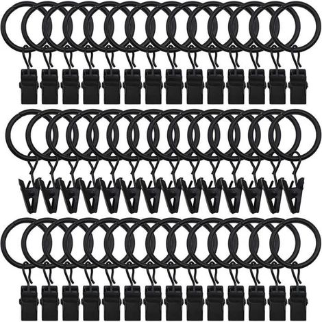 Anneaux de rideau 42 Paquets - Noir - Vintage - Anti-rouille (1/4)