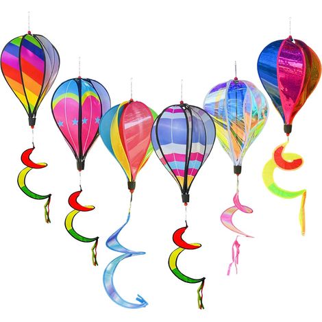 Lot de 6 carillons éoliens à air chaud - 110 cm - Carillon éolien pour l'extérieur - Arc-en-ciel - Décoration de jardin à suspendre - Pour jardin d'enfants, parc (1/5)
