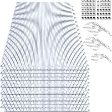 Wolketon 28x Plaques de polycarbonate creux 4mm 121x60,5cm 100 clips vitrage serre de jardin 20,5m² résistant UV double paroi isolante alvéolaire