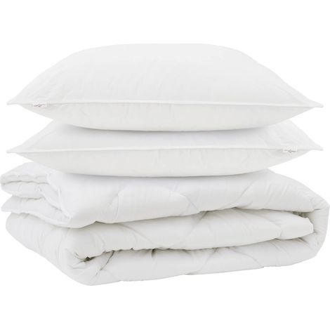 Duvet toutes saisons avec oreiller 3 pcs Blanc Microfibre (1/5)