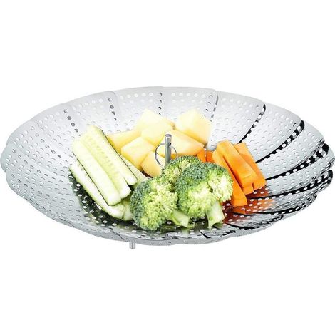 Panier à Vapeur Réglable - Acier Inoxydable 18/10 - Hauteur Réglable 15,5 cm à 27 cm - Pour Casseroles et Autocuiseurs - 1 Pièce