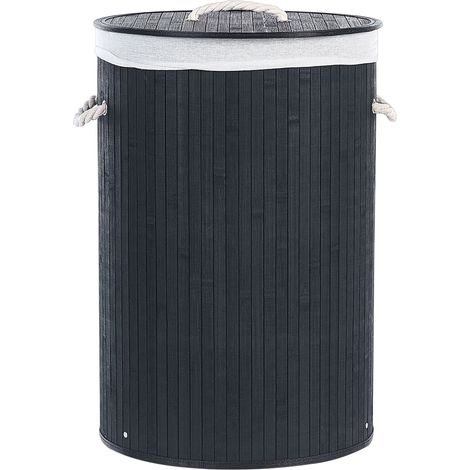 Basket SANNAR Bamboo Wood Black 75 L
