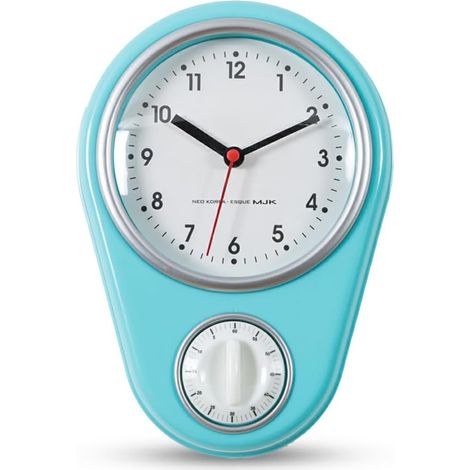 BRAVIX Horloge Murale de Cuisine, chronométrage précis, Facile à Lire et élégante, avec minuterie, minuteries de Cuisine en ABS, intemporelles, Bleu