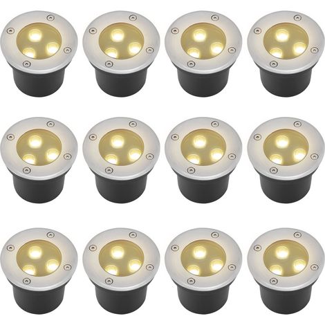 TolleTour 12x 3W Bodenleuchte IP65 Außen LED Leuchte Bodeneinbaustrahler Bodenstrahler Bodenlampe Warmweiß